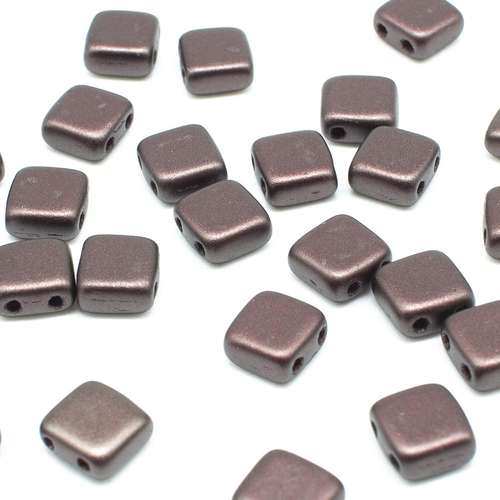 6mm Czech glass glass beads pearl coat bistre — pack of 25, high-quality two-hole beads ideal for jewelry making, bead weaving, and crafts