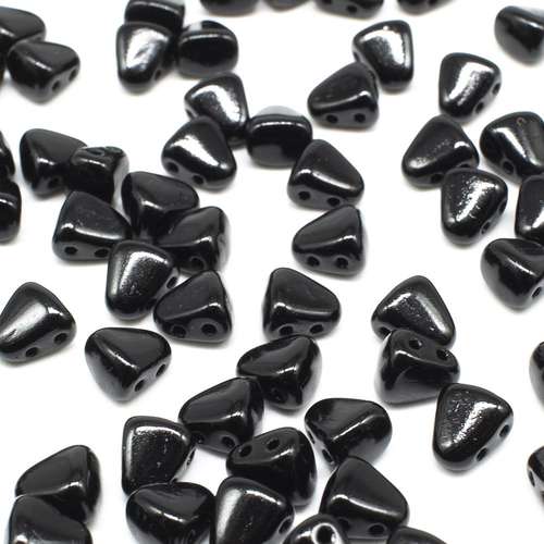 Czech glass Rulla beads bit czech glass beads 30pcs - jet black — two-hole beads for jewelry making and bead weaving