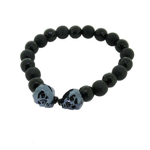Skull Black Onyx Bracelet Kit bracelet making kit — DIY set with beads and instructions for creating handmade jewelry