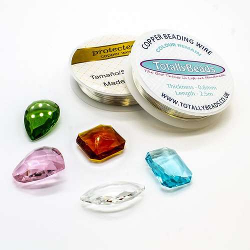 Crystal Stone Wire Wrapping 5 Pack silver jewelry making kit — DIY set with beads and instructions for creating handmade jewelry