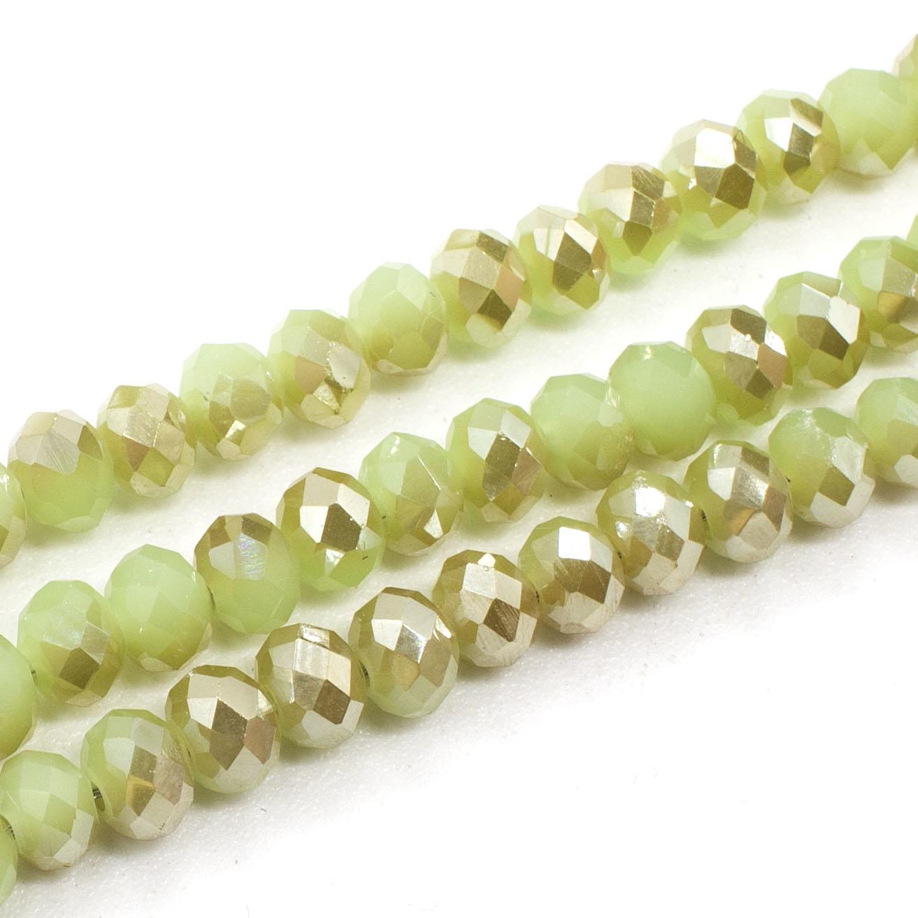 4mm crystal beads lime green gold, pack of 130 — faceted for jewelry making and beadwork