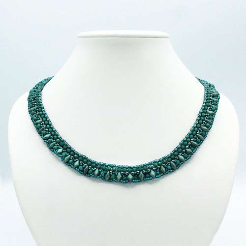 Athena GemDuo Necklace emerald green necklace making kit — DIY set with beads and instructions for creating handmade jewelry