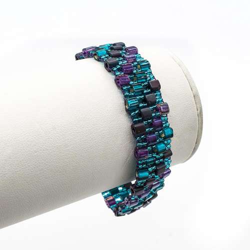 Double Drop Peyote Bracelet Makes 3 peacock bracelet making kit — DIY set with beads and instructions for creating handmade jewelry