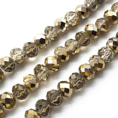 6mm crystal beads light gold mirror, pack of 100 — faceted for jewelry making and beadwork