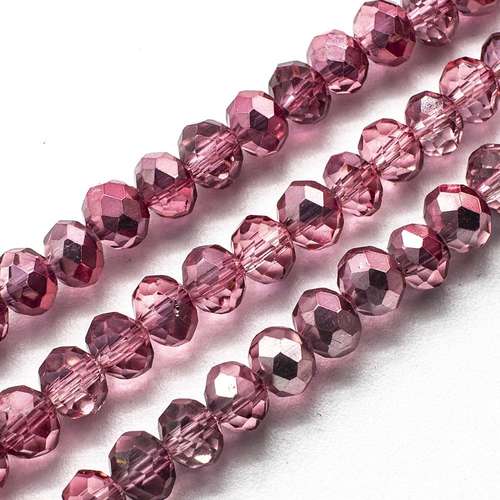 6mm crystal beads pink mirror, pack of 100 — faceted for jewelry making and beadwork