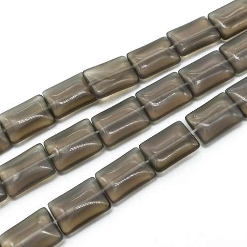 Opal Grey Flat Rectangle Beads - 14x10mm