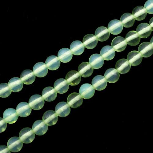 Opal Light Green Milky Round Beads - 6mm