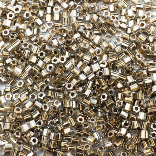 Toho Size 11 Hex Seed Beads 10g - Gold Lined Black Diamond