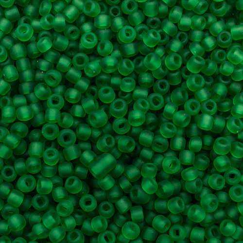 size 8 FGB glass seed beads frosted emerald green — 50g pack, ideal for bead weaving, embroidery, and jewelry making