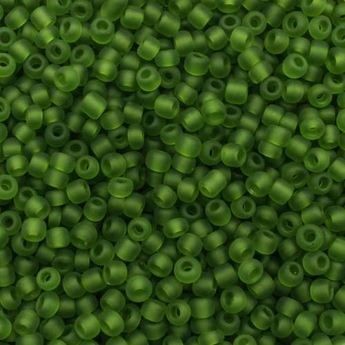 size 8 FGB glass seed beads frosted green — 50g pack, ideal for bead weaving, embroidery, and jewelry making
