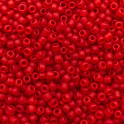 size 8 FGB glass seed beads frosted fire red — 50g pack, ideal for bead weaving, embroidery, and jewelry making