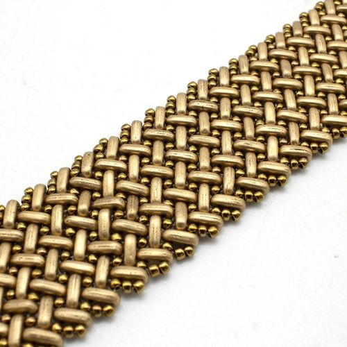 Chevron Stitch Bracelet with Czech Bars matte metallic antique bronze bracelet making kit — DIY set with beads and instructions for creat…