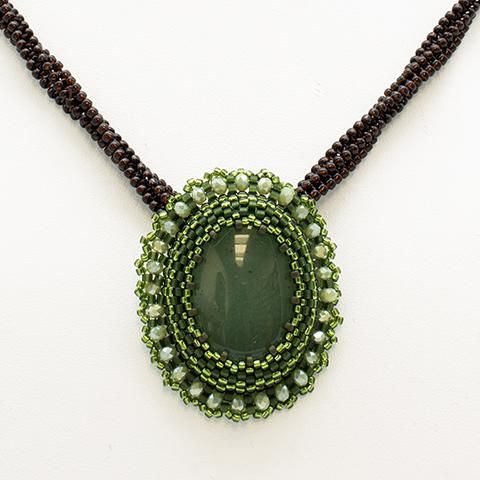 Encased Gemstone Cabochon Kit green aventurine jewelry making kit — DIY set with beads and instructions for creating handmade jewelry