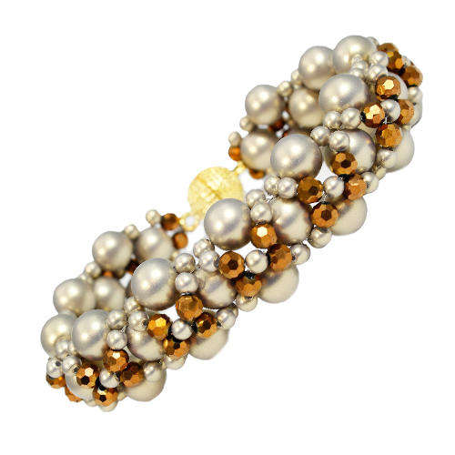 Satin Victoria Bracelet Kit golden olive bracelet making kit — DIY set with beads and instructions for creating handmade jewelry