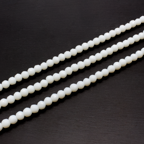 Glass Facet Round Beads 6mm - White