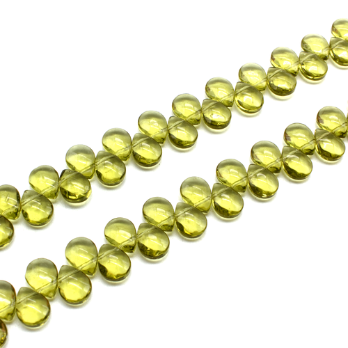 Glass Facet Flat Drop 12x9mm - Olive