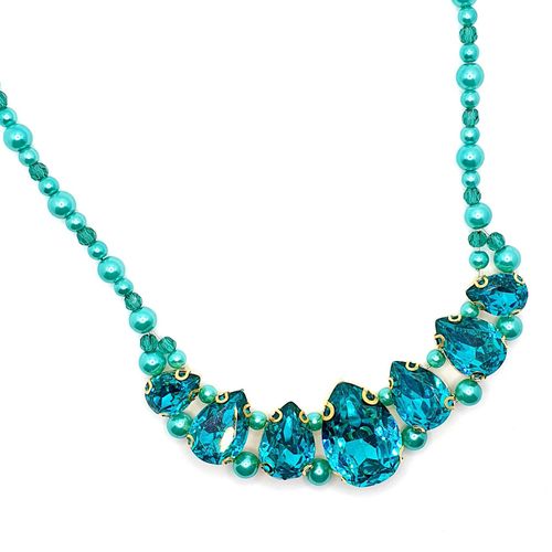 Rivoli Drop Necklace Kit peacock necklace making kit — DIY set with beads and instructions for creating handmade jewelry