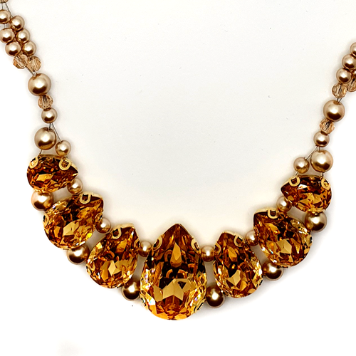Rivoli Drop Necklace Kit champagne necklace making kit — DIY set with beads and instructions for creating handmade jewelry