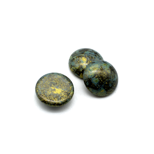 Par Puca Cabochon - 14mm - Metallic Mat Green Spotted