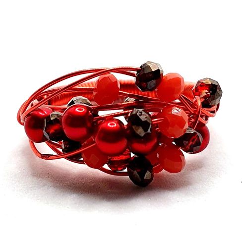 Starlight Ring red jewelry making kit — DIY set with beads and instructions for creating handmade jewelry