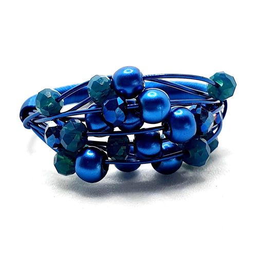 Starlight Ring dark cyan jewelry making kit — DIY set with beads and instructions for creating handmade jewelry