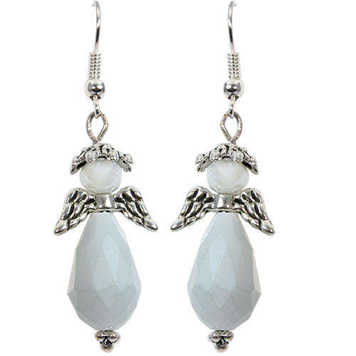 Christmas Angel Earrings white earring making kit — DIY set with beads and instructions for creating handmade jewelry