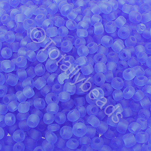 Seed Beads Transparent Frosted Blue - Size 8 100g