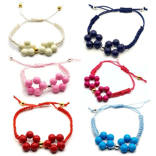 Macrame Flower Bracelet Bundle Black +6 Colours bracelet making kit — DIY set with beads and instructions for creating handmade jewelry