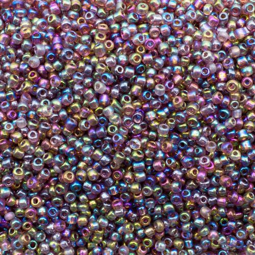 Seed Beads Transparent Rainbow Purple - Size 11 100g