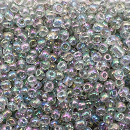 Seed Beads Transparent Rainbow Clear - Size 6 100g