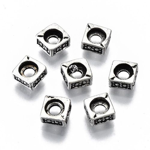 Antique Silver Square Beads 5mm - 50pcs AB9701