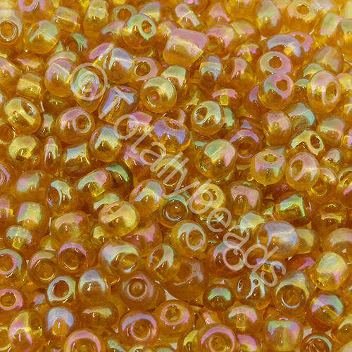 Seed Beads Transparent Rainbow Brown - Size 6 100g
