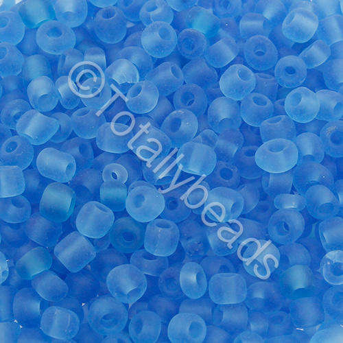 Seed Beads Transparent Frosted Turquoise - Size 6 100g