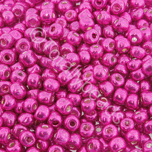 Seed Beads Metallic Bright Pink - Size 6 100g