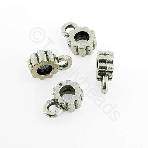 Antique Silver Metal Bail Bead - Flower 8x4mm 20pcs