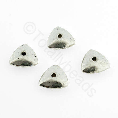 Antique Silver Bead - Triangle Rondelle 10mm 8pcs