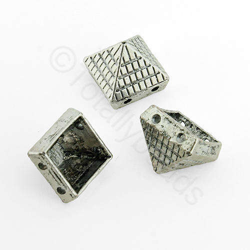 Antique Silver Metal Bead - Pyramid 11x9mm 10pcs