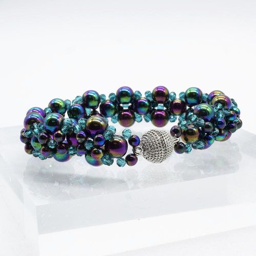 Hematite Hugs & Kisses Bracelet purple green bracelet making kit — DIY set with beads and instructions for creating handmade jewelry