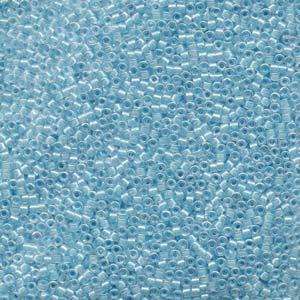 size 11 Miyuki Delica seed beads lined sky blue ab db057 5g — 5g pack, premium Japanese cylinder beads perfect for bead weaving, embroide…