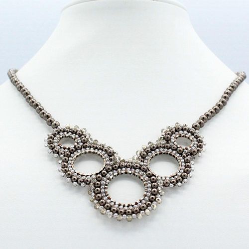 Olivia Necklace café latte necklace making kit — DIY set with beads and instructions for creating handmade jewelry