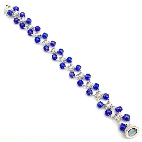 Cleo Chain Maille Bracelet makes 2 silver bracelet making kit — DIY set with beads and instructions for creating handmade jewelry