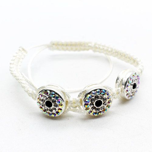 Shamballa Coin Bracelet white bracelet making kit — DIY set with beads and instructions for creating handmade jewelry