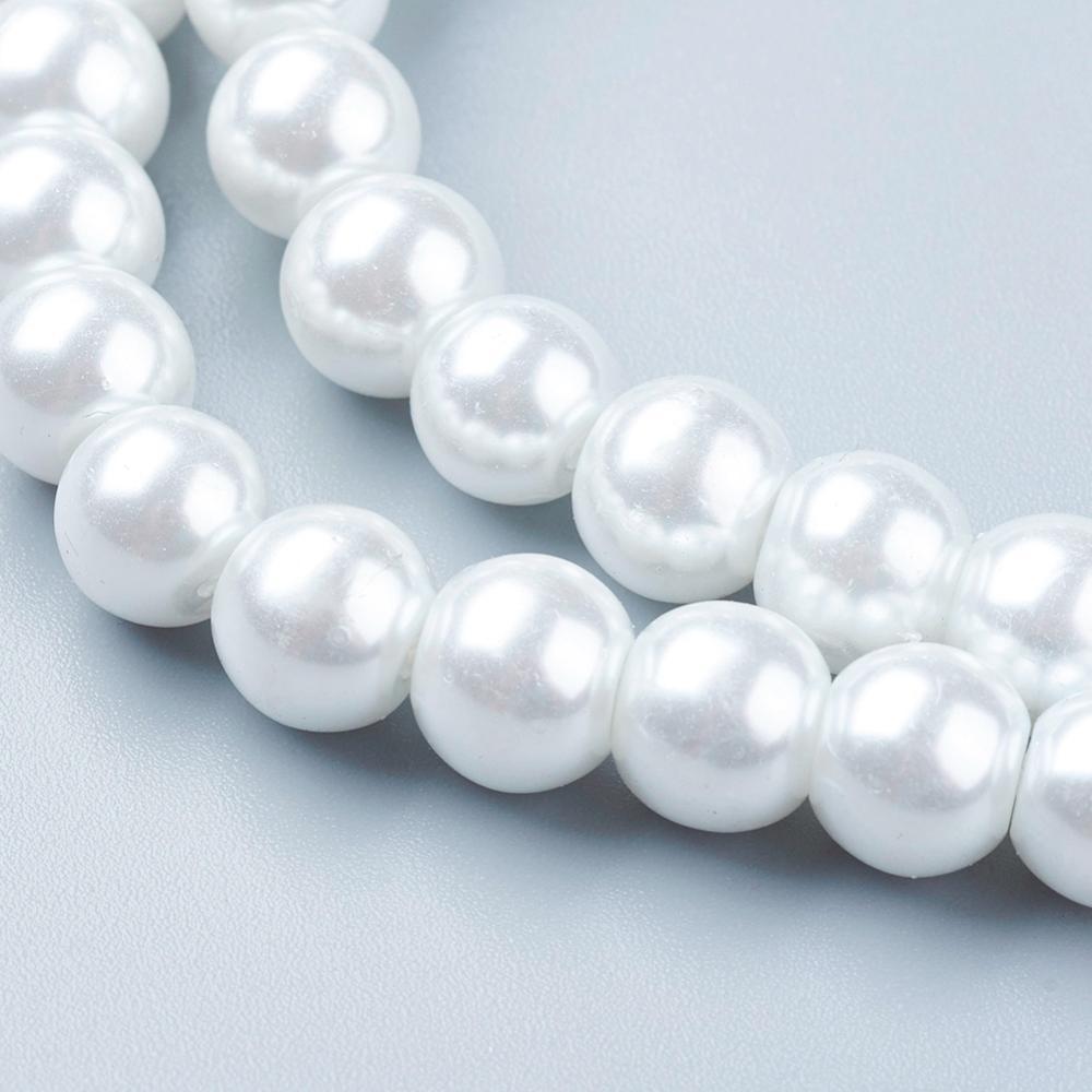 Glass Pearl Round Beads 8mm Pure White Grade B Craft Hobby And Jewellery Supplies Totally Beads 5681