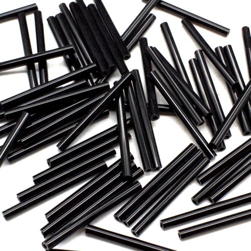Bugle Beads 30mm Opaque Black 50g for jewellery making