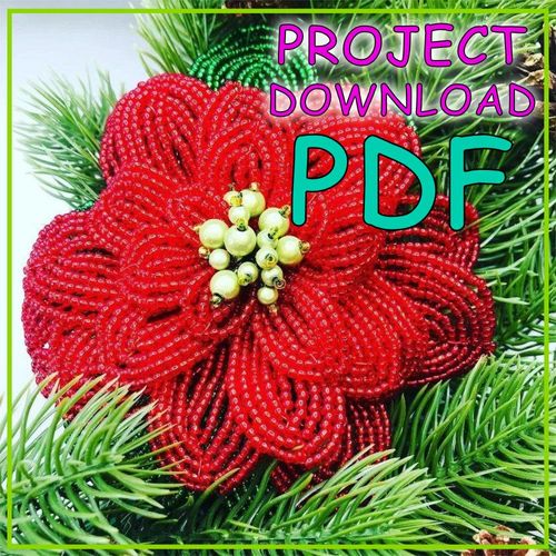 Poinsettia Flowers Kit PDF 4mm for jewellery making