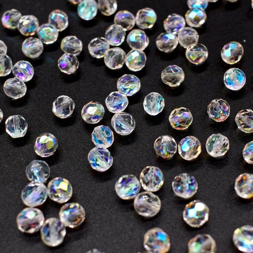 8mm Czech glass fire polished faceted beads crystal ab 25pcs — pack of 25, high-quality faceted beads perfect for jewelry making and bead…