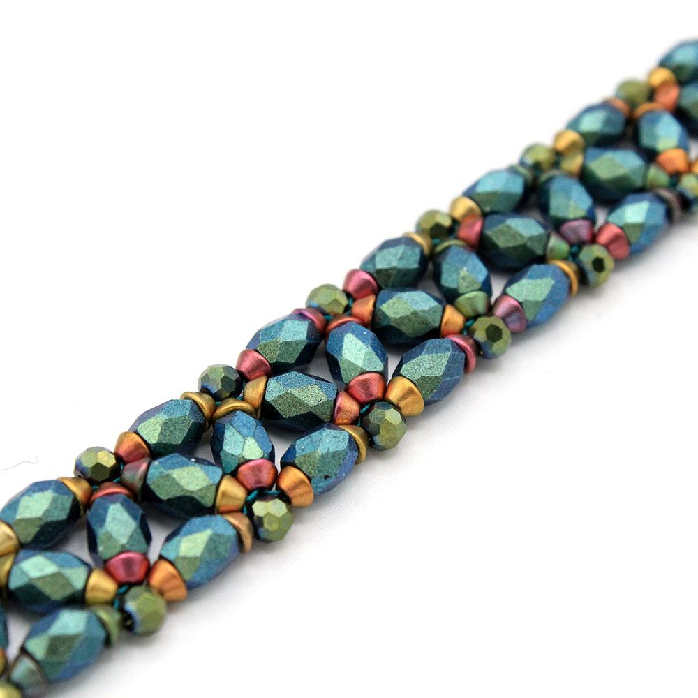 Baros Par Puca Bracelet green gold iris bracelet making kit — DIY set with beads and instructions for creating handmade jewelry