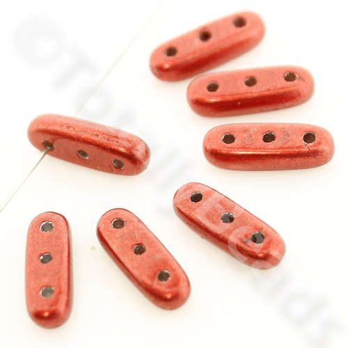 10mm Czech glass glass beads saturated metallic aurora red — pack of 30, high-quality two-hole beads ideal for jewelry making, bead weavi…