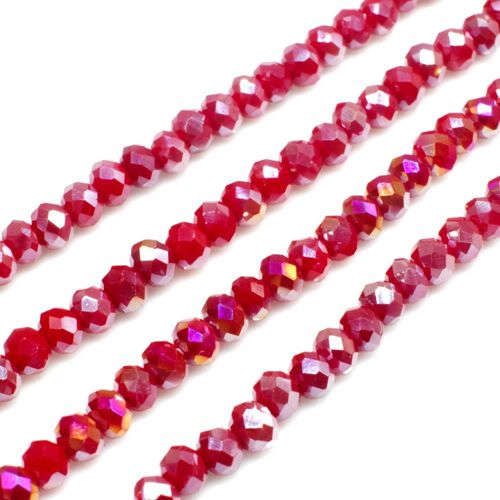 3.5mm crystal beads opaque dk red ab, pack of 130 — AB finish, faceted for jewelry making and beadwork