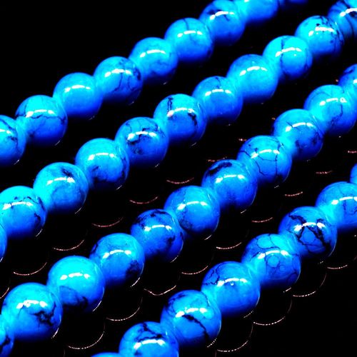 Marble Glass Beads Round 6mm - Light Turquoise